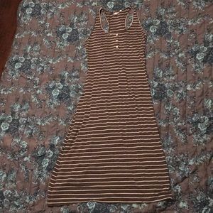 Brand new olive green cream striped maxi dress S/M